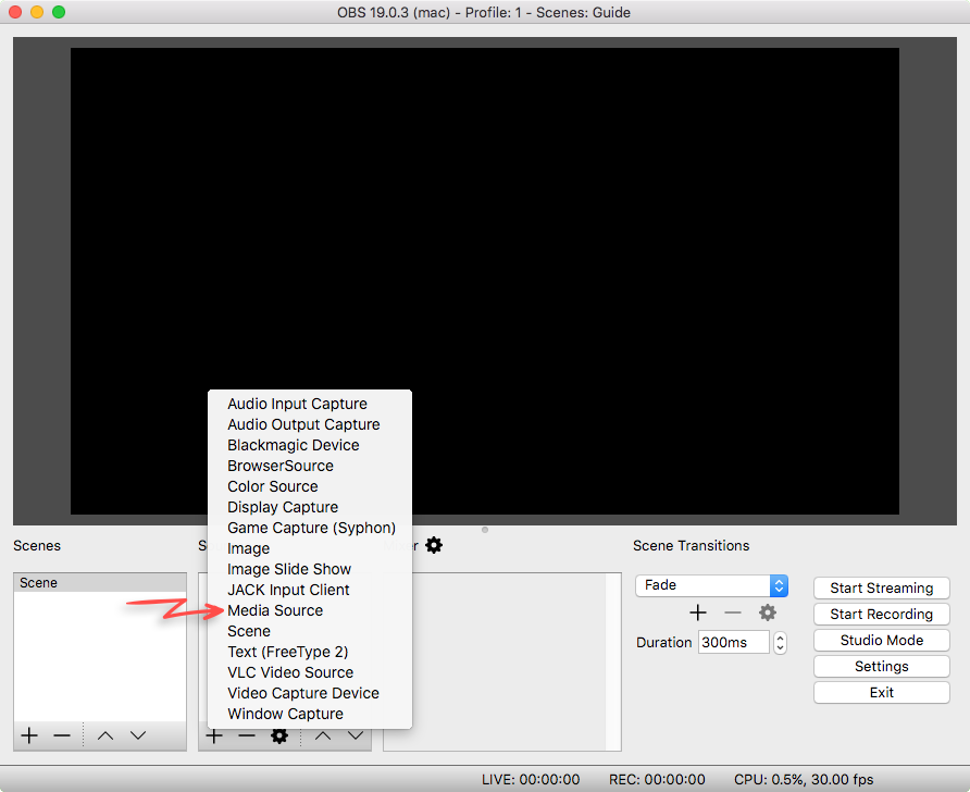 how to record a clip using obs studio