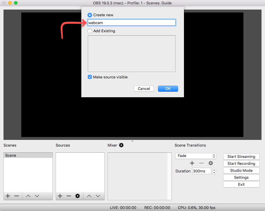 how to set up the screen recorder on obs on mac