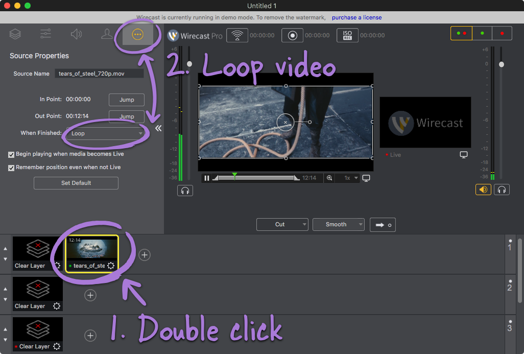 Set the video files to loop.